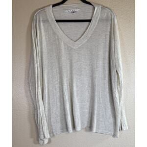 CAbi Size S Beige #655 V-Neck Shimmery Oversized Slouchy L/S Top Lightweight